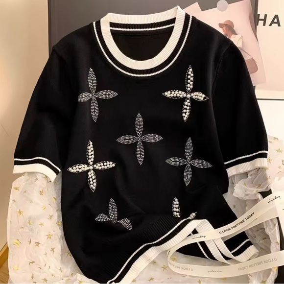 Private Label Black Tee with White Accents - Picture 1 of 3
